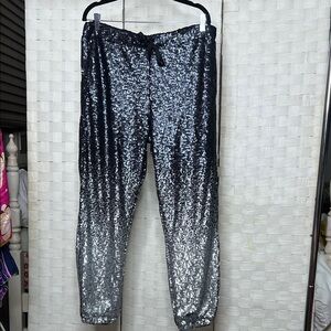 Johnny Was Black to Silver Sequin Ombre Joggers